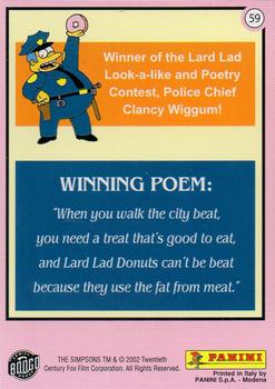 2002 Panini Simpsons Mania! #59 Lard Lad Donut Clumps Back