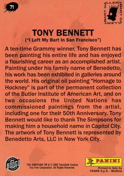 2002 Panini Simpsons Mania! #71 Tony Bennett Back