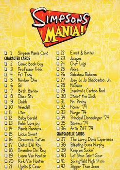 2002 Panini Simpsons Mania! #72 Checklist Front