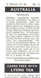 1959 Lyons Tea Australia #2 Brisbane Back