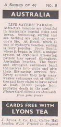 1959 Lyons Tea Australia #9 Life-Savers' Parade Back