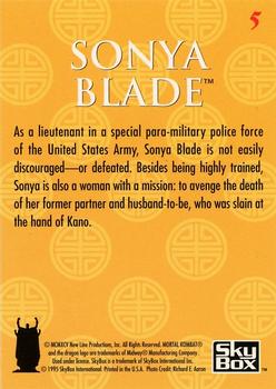 1995 SkyBox Mortal Kombat #5 Sonya Blade Back
