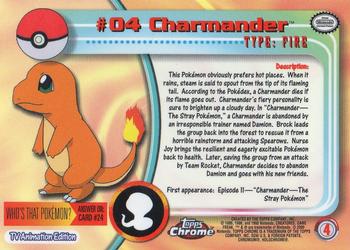 2000 Topps Chrome Pokemon #4 Charmander Back