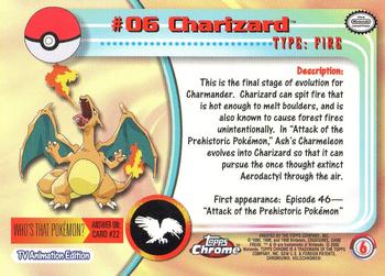 2000 Topps Chrome Pokemon #6 Charizard Back