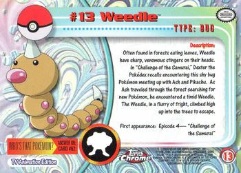 2000 Topps Chrome Pokemon #13 Weedle Back