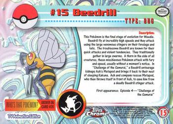 2000 Topps Chrome Pokemon #15 Beedrill Back