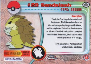 2000 Topps Chrome Pokemon #28 Sandslash Back