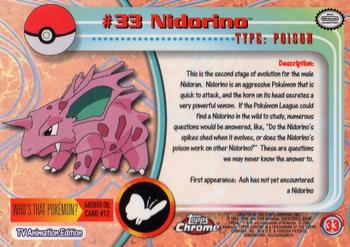 2000 Topps Chrome Pokemon #33 Nidorino Back