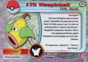 2000 Topps Chrome Pokemon #70 Weepinbell Back