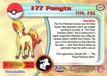 2000 Topps Chrome Pokemon #77 Ponyta Back