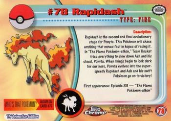 2000 Topps Chrome Pokemon #78 Rapidash Back