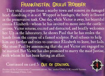 1995 Cornerstone Hammer Horror Series 1 #4 Frankenstein, Grave Robber Back