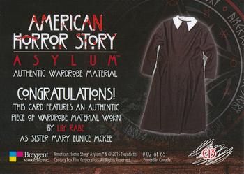 2016 Breygent American Horror Story Asylum - Wardrobe Materials #C13 Sister Mary Eunice McKee Back
