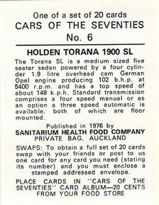 1976 Sanitarium Cars Of The Seventies (NZ Release) #6 Holden Torana 1900 SL Back