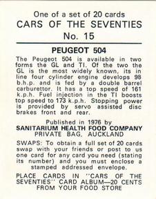 1976 Sanitarium Cars Of The Seventies (NZ Release) #15 Peugeot 504 Back