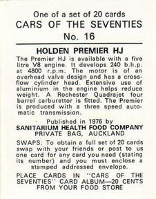 1976 Sanitarium Cars Of The Seventies (NZ Release) #16 Holden Premier HJ Back