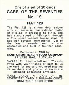 1976 Sanitarium Cars Of The Seventies (NZ Release) #19 Fiat 128 Back