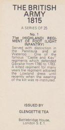 1976 Glengettie Tea The British Army 1815 #1 71st (Highland) Regiment of Foot (Light Infantry) Back