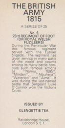 1976 Glengettie Tea The British Army 1815 #6 23rd Regiment of Foot (or Royal Welsh Fuzileers) Back