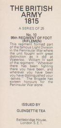 1976 Glengettie Tea The British Army 1815 #10 95th Regiment of Foot (Riflemen) Back