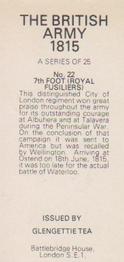 1976 Glengettie Tea The British Army 1815 #22 7th Foot (Royal Fusiliers) Back