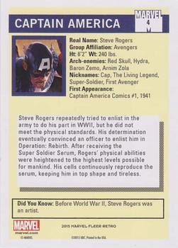 2015 Fleer Retro Marvel - 1990 Impel Marvel Universe #4 Captain America Back