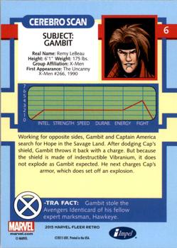 2015 Fleer Retro Marvel - 1992 Impel Uncanny X-Men #6 Gambit Back