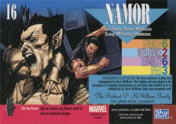 2015 Fleer Retro Marvel - Autographs 1993 Skybox Marvel Universe #16 Namor Back