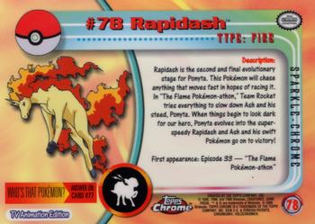2000 Topps Chrome Pokemon - Sparkle Chrome #78 Rapidash Back