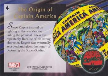 2015 Fleer Retro Marvel - 1994 Flair Origins #4 Captain America Back