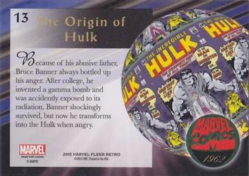 2015 Fleer Retro Marvel - 1994 Flair Origins #13 Hulk Back