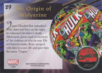 2015 Fleer Retro Marvel - 1994 Flair Origins #29 Wolverine Back