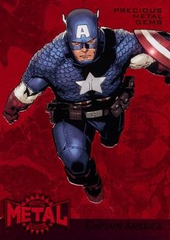 2015 Fleer Retro Marvel - 1995 Flair Marvel Metal Blaster Precious Metal Gems Red #5 Captain America Front