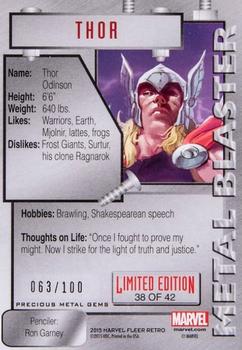 2015 Fleer Retro Marvel - 1995 Flair Marvel Metal Blaster Precious Metal Gems Red #38 Thor Back