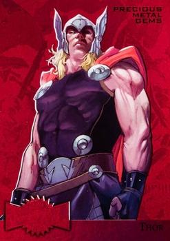 2015 Fleer Retro Marvel - 1995 Flair Marvel Metal Blaster Precious Metal Gems Red #38 Thor Front