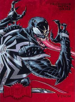 2015 Fleer Retro Marvel - 1995 Flair Marvel Metal Blaster Precious Metal Gems Red #42 Venom Front