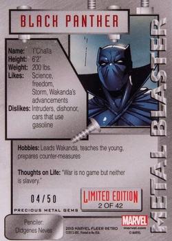 2015 Fleer Retro Marvel - 1995 Flair Marvel Metal Blaster Precious Metal Gems Blue #2 Black Panther Back