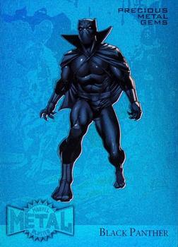 2015 Fleer Retro Marvel - 1995 Flair Marvel Metal Blaster Precious Metal Gems Blue #2 Black Panther Front