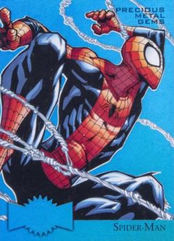 2015 Fleer Retro Marvel - 1995 Flair Marvel Metal Blaster Precious Metal Gems Blue #34 Spider-Man Front