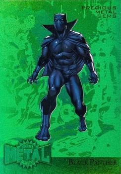 2015 Fleer Retro Marvel - 1995 Flair Marvel Metal Blaster Precious Metal Gems Green #2 Black Panther Front