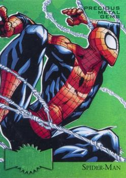 2015 Fleer Retro Marvel - 1995 Flair Marvel Metal Blaster Precious Metal Gems Green #34 Spider-Man Front