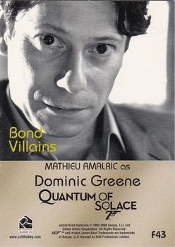 2008 Rittenhouse James Bond In Motion - Bond Villains #F43 Dominic Greene Back