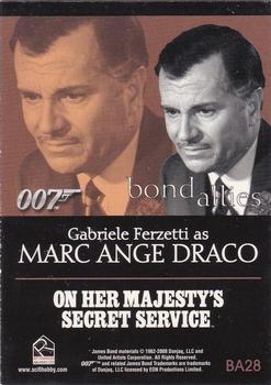 2008 Rittenhouse James Bond In Motion - Bond Allies #BA28 Gabriele Ferzetti as Marc Ange Draco Back