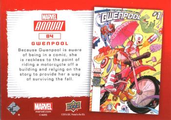 2016 Upper Deck Marvel Annual - Gold #84 Gwenpool Back