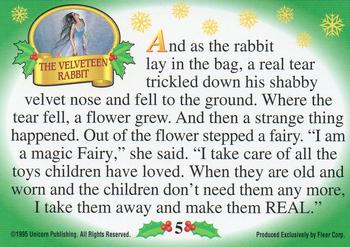 1995 Fleer Christmas - The Velveteen Rabbit #5 And as the rabbit lay in the bag, a real tear... Back