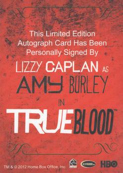 2012 Rittenhouse True Blood Premiere - Full Bleed Autographs #NNO Lizzy Caplan Back