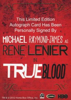 2012 Rittenhouse True Blood Premiere - Full Bleed Autographs #NNO Michael Raymond James Back