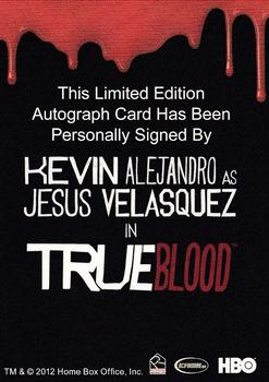 2012 Rittenhouse True Blood Premiere - Bordered Autographs #NNO Kevin Alejandro Back