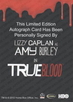 2012 Rittenhouse True Blood Premiere - Bordered Autographs #NNO Lizzy Caplan Back