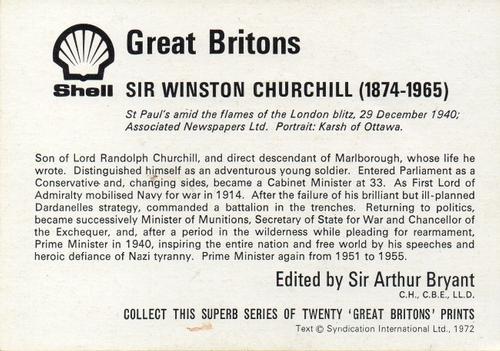 1972 Shell Great Britons #NNO Sir Winston Churchill (1874-1965) Back